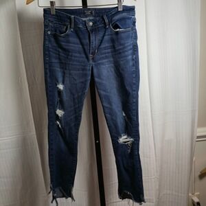 Abercrombie & Fitch Womens 28 Harper Ankle Jeans Distressed Dark Wash Denim Slim